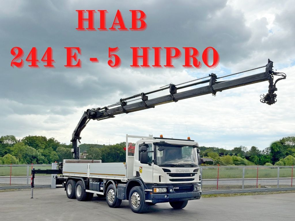 Scania P 410*PLATFORM 7,00m*HIAB 244 E-5 HIPRO+FUNK/8x4 Scania P 410*PRITSCHE 7,00m*HIAB 244 E-5 HIPRO+FUNK/8x4 - Kamion me vinç, Kamion me karroceri të hapur: foto 1 Scania P 410*PLATFORM 7,00m*HIAB 244 E-5 HIPRO+FUNK/8x4 Scania P 410*PRITSCHE 7,00m*HIAB 244 E-5 HIPRO+FUNK/8x4 - Kamion me vinç, Kamion me karroceri të hapur: foto 1