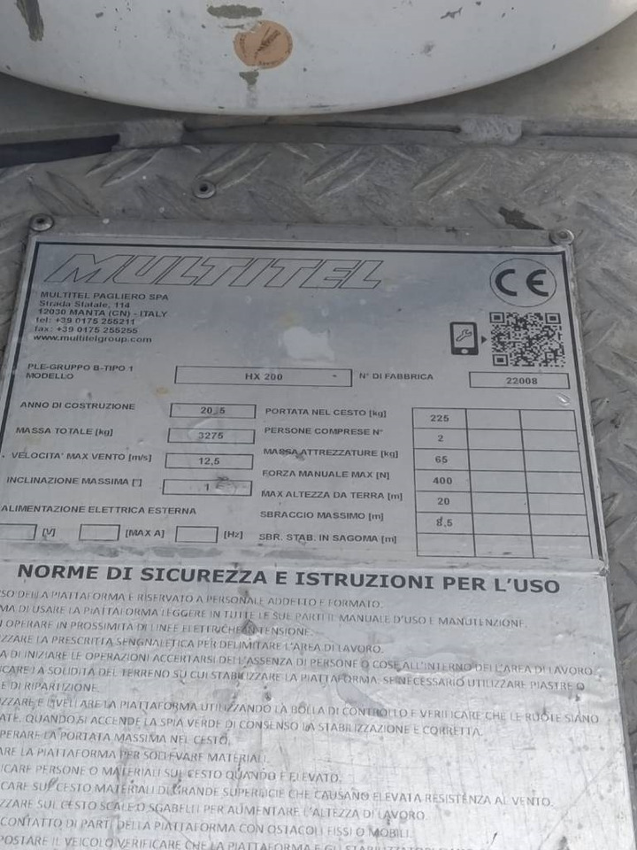 Multitel HX200 - Platformë ajrore e montuar në kamion: foto 3 Multitel HX200 - Platformë ajrore e montuar në kamion: foto 3
