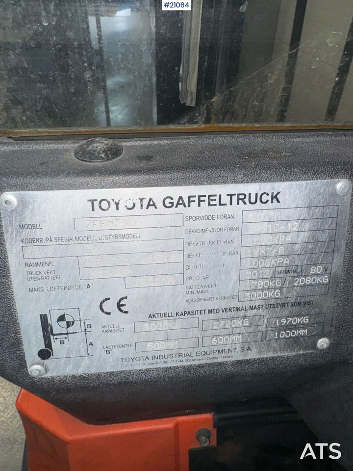 Pirun elektrik Toyota 7FBMF30: foto 21