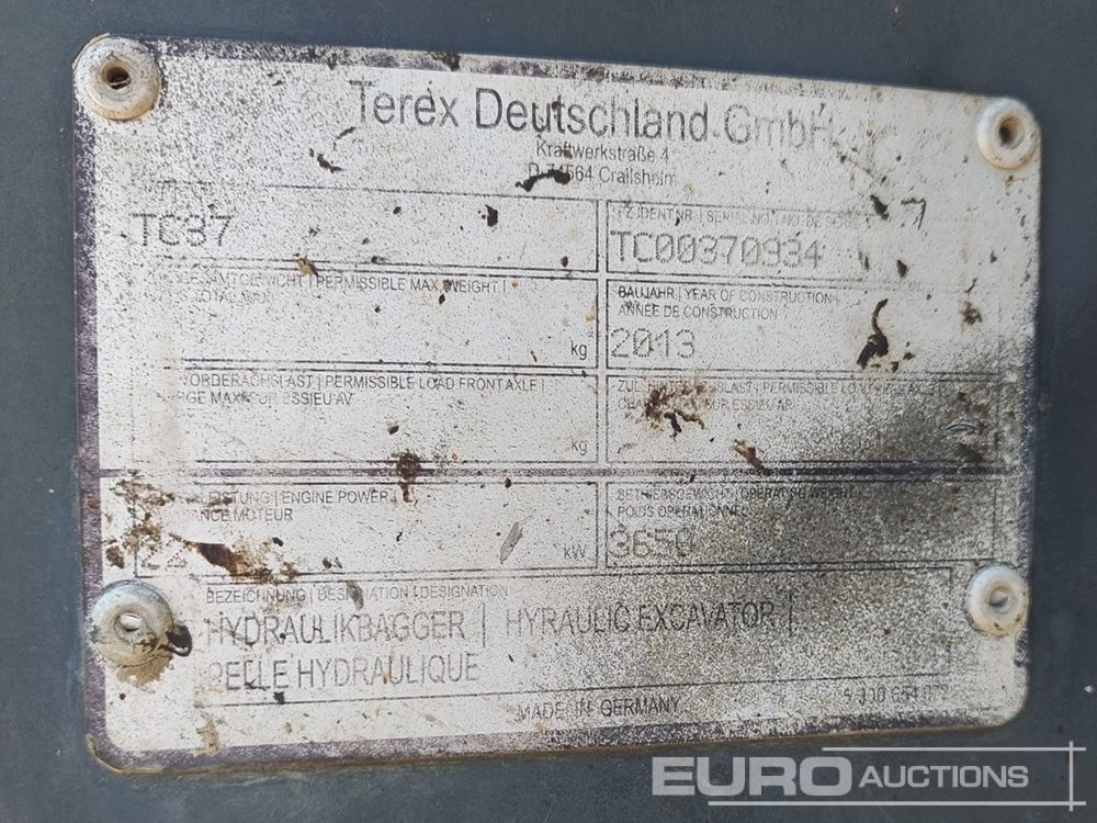 2013 Terex TC37 - Miniekskavator: foto 5 2013 Terex TC37 - Miniekskavator: foto 5