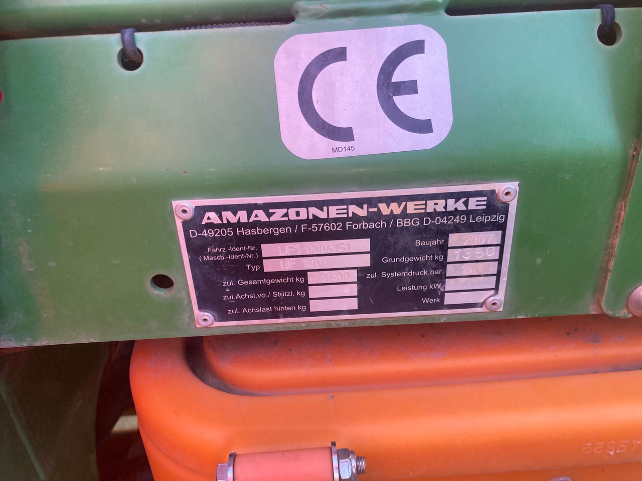 Amazone UF 1801 - Spërkatës i montuar në traktor: foto 2 Amazone UF 1801 - Spërkatës i montuar në traktor: foto 2