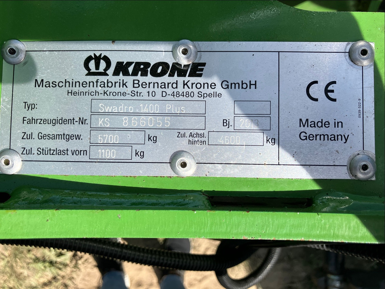 Krone Schwadro 1400 Plus - Barkthyese/ Shkundës bari: foto 2 Krone Schwadro 1400 Plus - Barkthyese/ Shkundës bari: foto 2