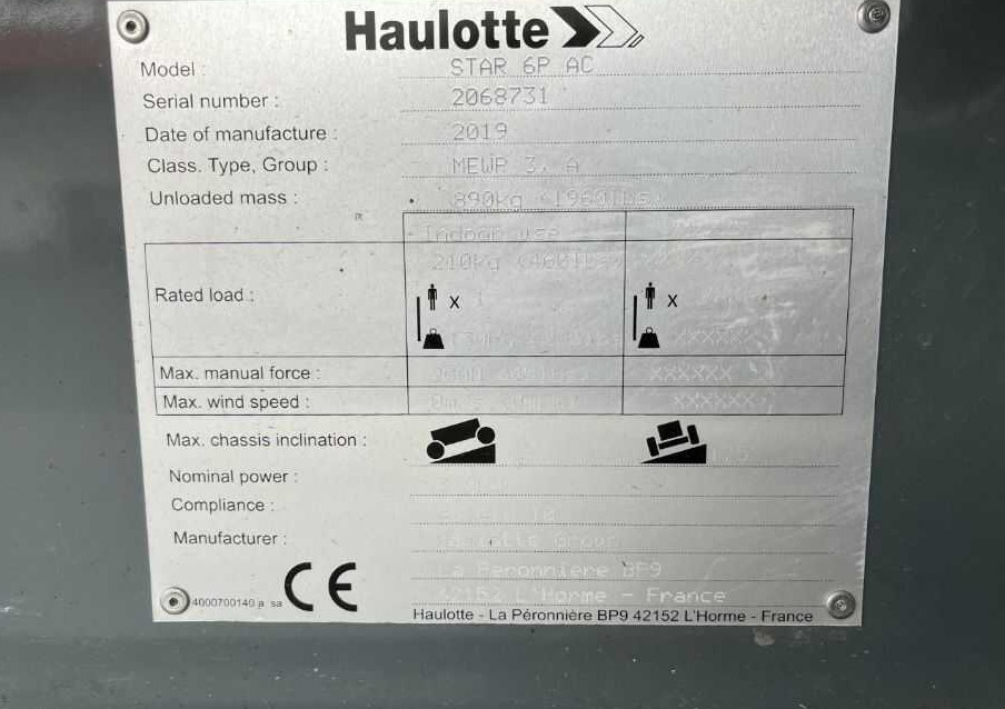 Haulotte STAR 6P AC - Ngritës me direk vertikal: foto 4 Haulotte STAR 6P AC - Ngritës me direk vertikal: foto 4