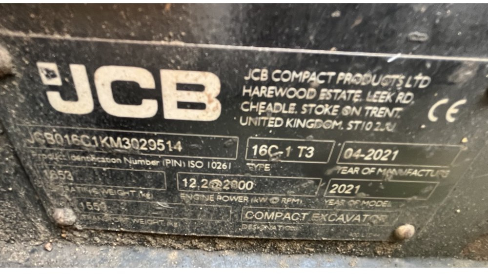 Miniekskavator 2021 JCB 16C: foto 7
