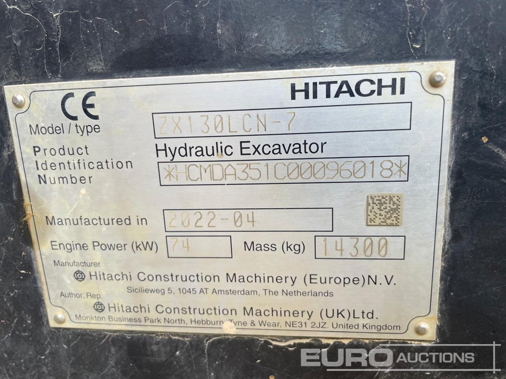 2022 Hitachi ZX130LCN-7 - Ekskavator me zinxhirë: foto 5 2022 Hitachi ZX130LCN-7 - Ekskavator me zinxhirë: foto 5