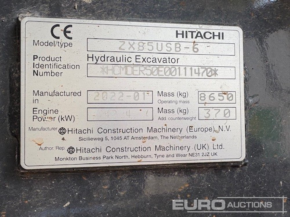 2022 Hitachi ZX85USB-6 - Miniekskavator: foto 4 2022 Hitachi ZX85USB-6 - Miniekskavator: foto 4