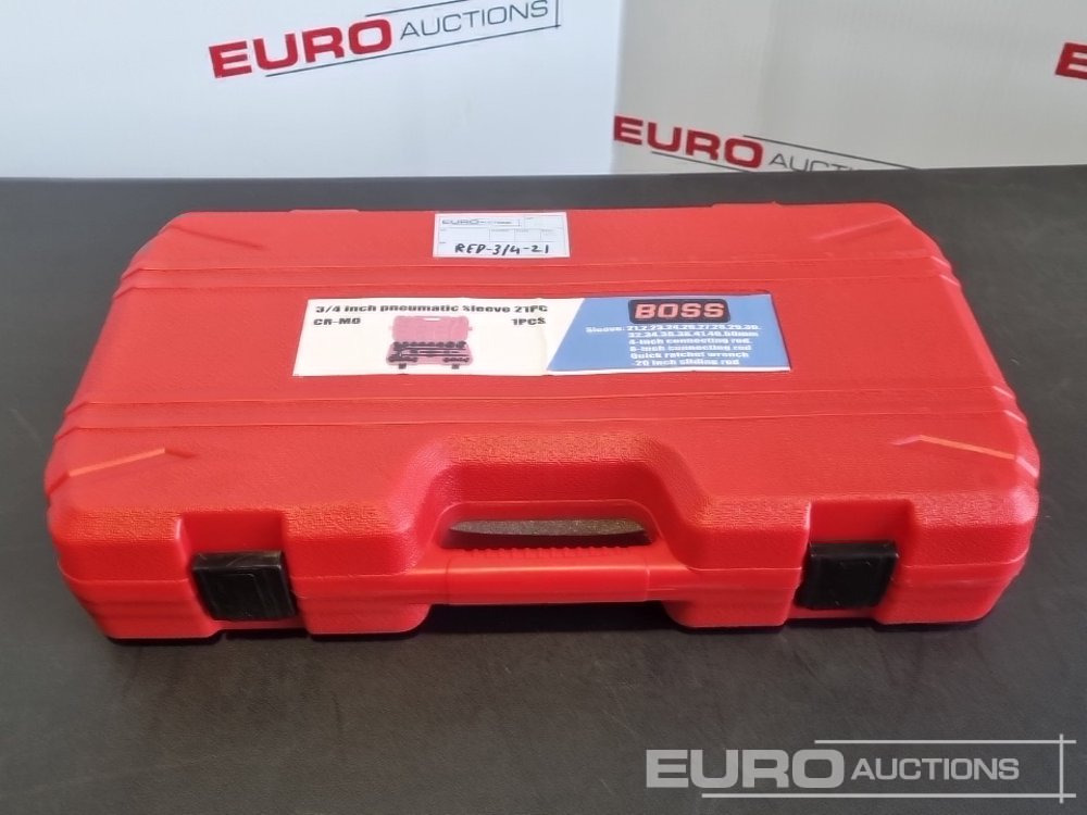 Boss 3/4" 21pc Heavy Duty Pneumatic Socket Set, 4" Connecting Rod, 8" Connecting Rod, Quick Ratchet Wrench, 20" Sliding Rod - Pajisjet e ofiçinës: foto 2 Boss 3/4" 21pc Heavy Duty Pneumatic Socket Set, 4" Connecting Rod, 8" Connecting Rod, Quick Ratchet Wrench, 20" Sliding Rod - Pajisjet e ofiçinës: foto 2