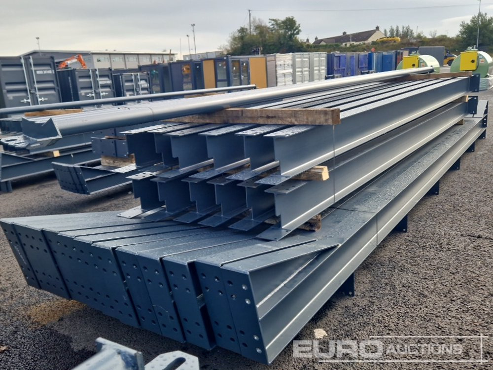 Unused 100' x 50' x 20' Steel Frame Building, 12.5 Roof Pitch, Purlin Cleats, Roof Bracing - Kontejner ndërtimi: foto 1 Unused 100' x 50' x 20' Steel Frame Building, 12.5 Roof Pitch, Purlin Cleats, Roof Bracing - Kontejner ndërtimi: foto 1