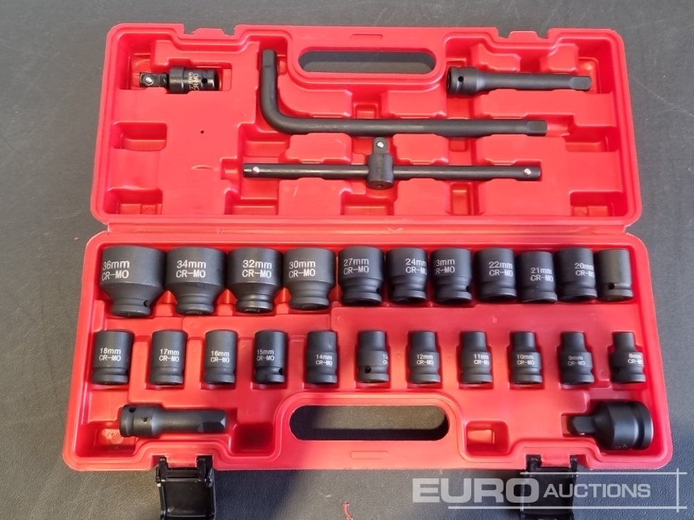Unused 2025 Boss 1/2" 28pc Pneumatic Short Sleeve Socket Set, 3" Connecting Rod, 5" Connecting Rod Universal Joint, 10" Sliding Rod, 10" Bending Rod Adapter 3/4"-1/2" - Pajisjet e ofiçinës: foto 4 Unused 2025 Boss 1/2" 28pc Pneumatic Short Sleeve Socket Set, 3" Connecting Rod, 5" Connecting Rod Universal Joint, 10" Sliding Rod, 10" Bending Rod Adapter 3/4"-1/2" - Pajisjet e ofiçinës: foto 4