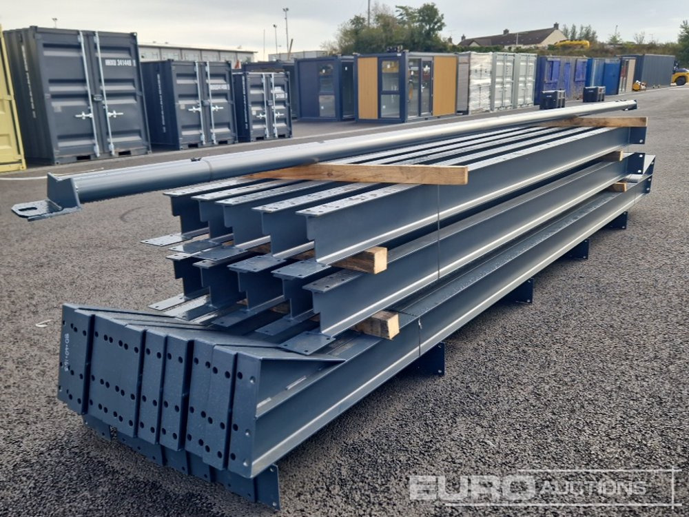 Unused 80' x 50' x 16.5' Steel Frame Building, 12.5 Roof Pitch, Purlin Cleats, Roof Bracing - Kontejner ndërtimi: foto 1 Unused 80' x 50' x 16.5' Steel Frame Building, 12.5 Roof Pitch, Purlin Cleats, Roof Bracing - Kontejner ndërtimi: foto 1