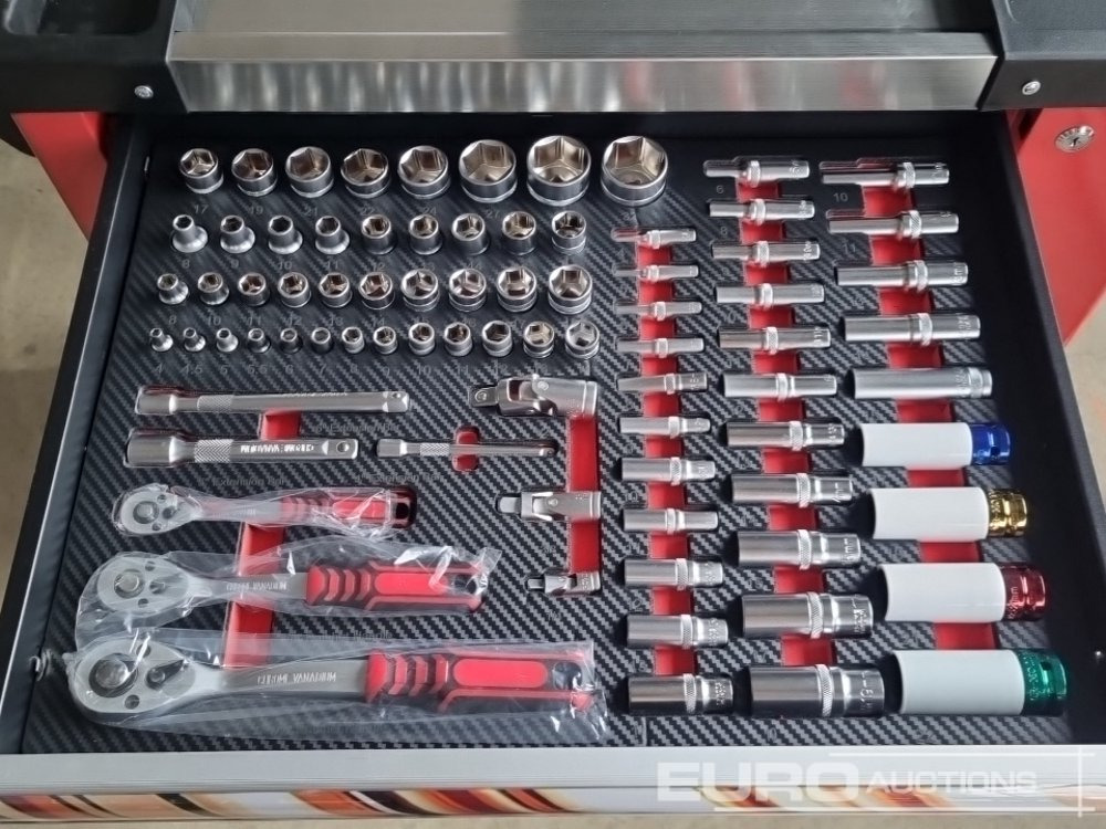 Pajisjet e ofiçinës Unused Boss Roller Tool Chest, 7 Drawer, Side Storage Compartment, 258 Piece Tool Set (Red): foto 14