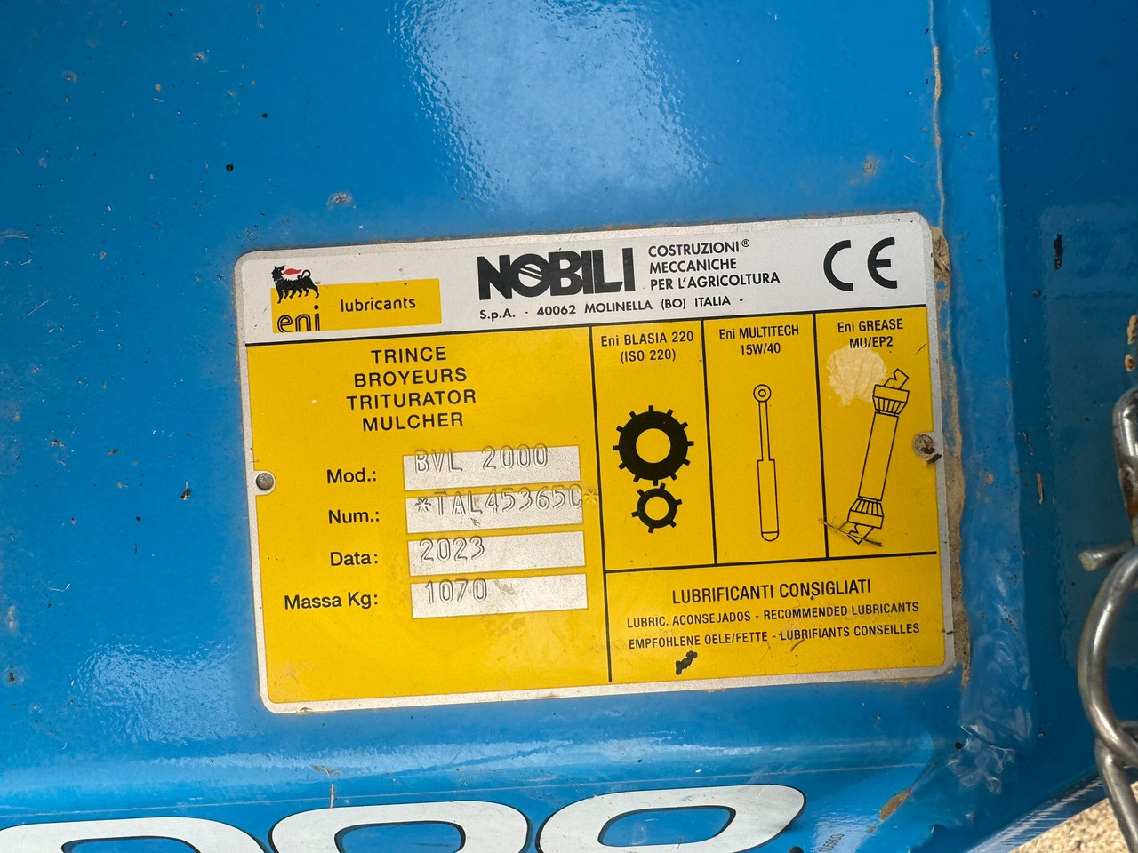 Nobili trincia laterale usata BVL 2000 - Trince me spostim anësor: foto 3 Nobili trincia laterale usata BVL 2000 - Trince me spostim anësor: foto 3