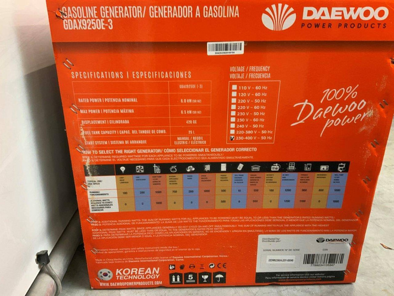 Daewoo GDAX9250E-3 - Set gjeneratori: foto 5 Daewoo GDAX9250E-3 - Set gjeneratori: foto 5