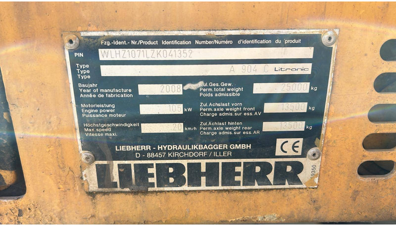 Liebherr A 904 C - Ekskavator me goma: foto 5 Liebherr A 904 C - Ekskavator me goma: foto 5