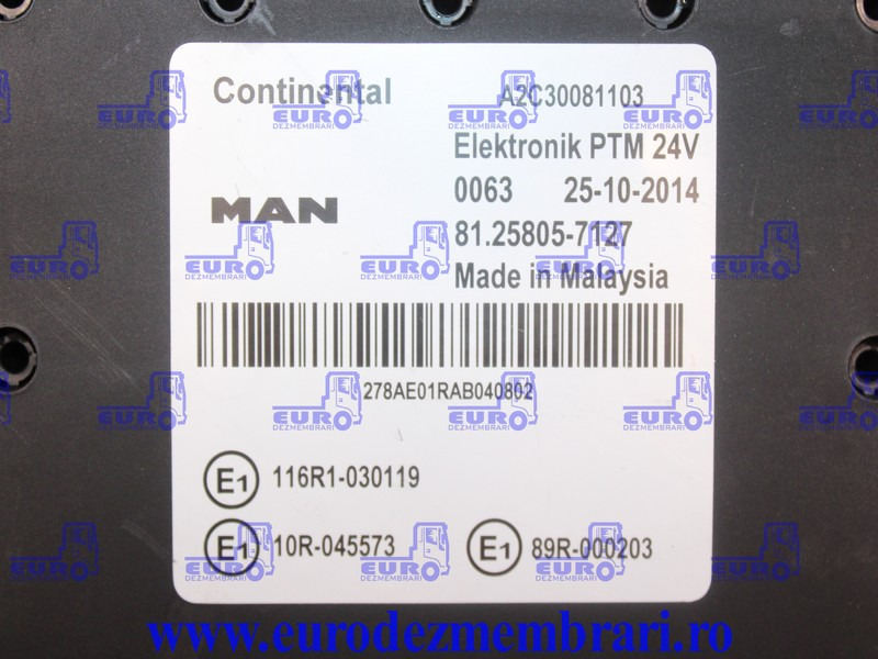 CALCULATOR PTM MAN TGX 81.25805.7127 - ECU për Kamioni: foto 3 CALCULATOR PTM MAN TGX 81.25805.7127 - ECU për Kamioni: foto 3