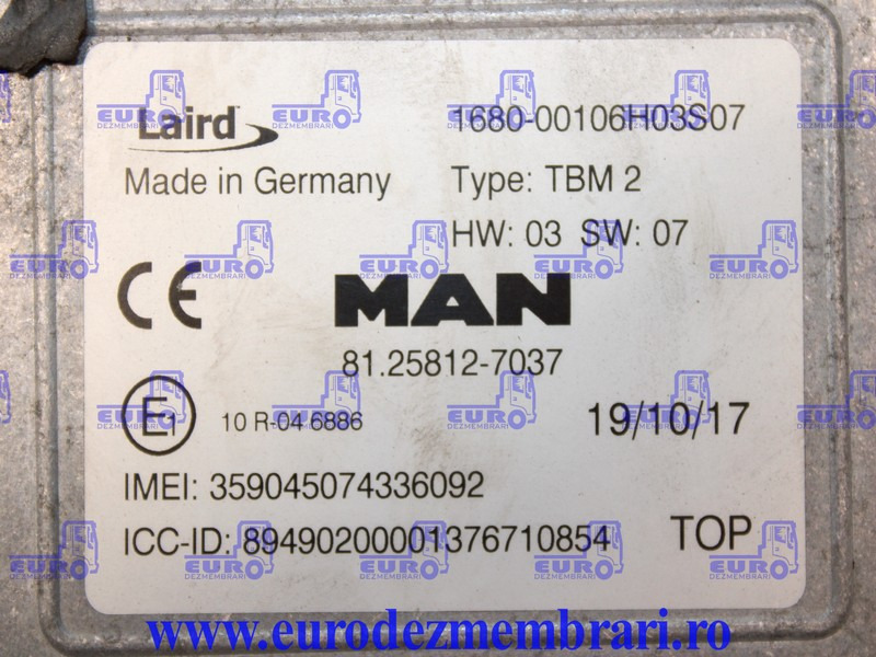 CALCULATOR TELEMATIC TBM2 MAN TGX 81.25812.7037, 81.25812.7038 - ECU për Kamioni: foto 3 CALCULATOR TELEMATIC TBM2 MAN TGX 81.25812.7037, 81.25812.7038 - ECU për Kamioni: foto 3
