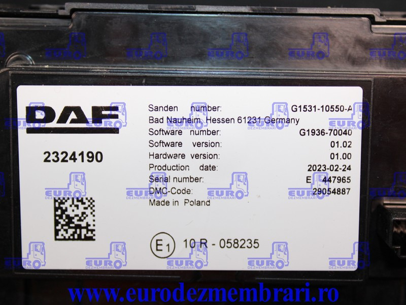 ELEMENT BORD COMANDA CLIMA DAF XF XG 2324190, 2295570 - Paneli i aparateve për Kamioni: foto 4 ELEMENT BORD COMANDA CLIMA DAF XF XG 2324190, 2295570 - Paneli i aparateve për Kamioni: foto 4