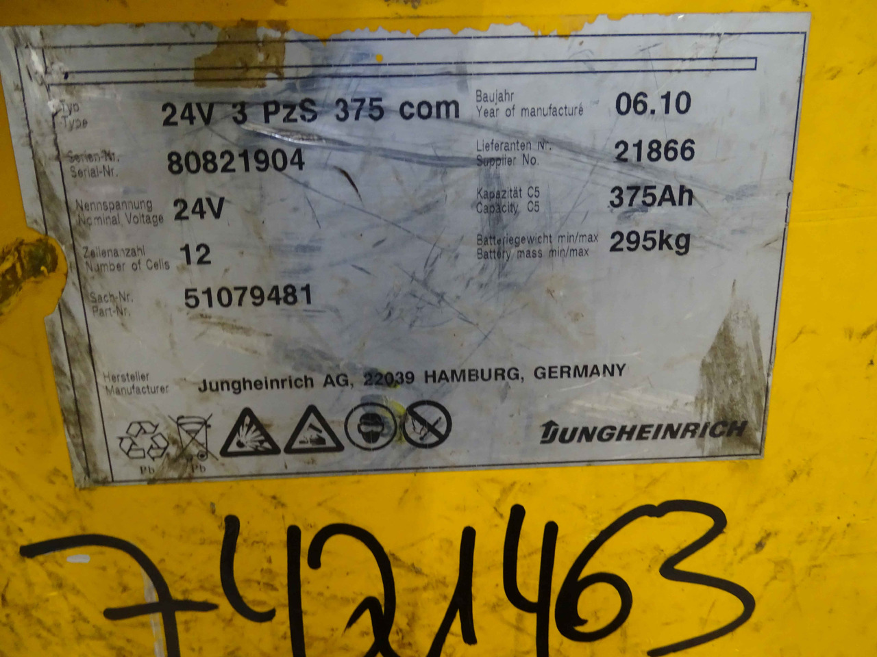 Jungheinrich 24V375AH - Makineri ndërtimi: foto 4 Jungheinrich 24V375AH - Makineri ndërtimi: foto 4